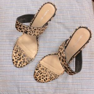Gianni Bibi Cheetah wedged heels with clear strap. Size 9. Only worn 1 time